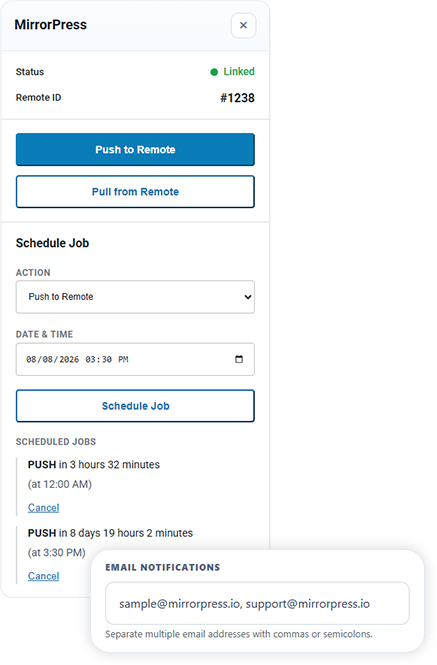 Schedule Push with Email Notification Card